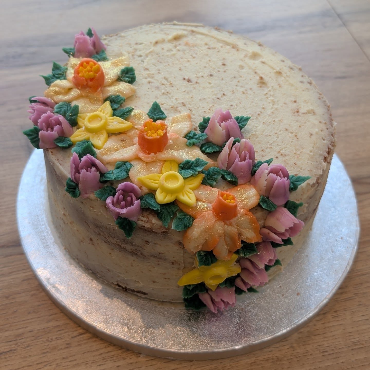 Celebration cake with buttercream decoration